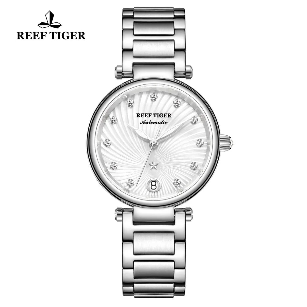 New Reef Tiger/RT Top Brand Luxury Fashion Watches Women Stainless Steel Diamond Automatic Wristwatch reloj mujer RGA1590