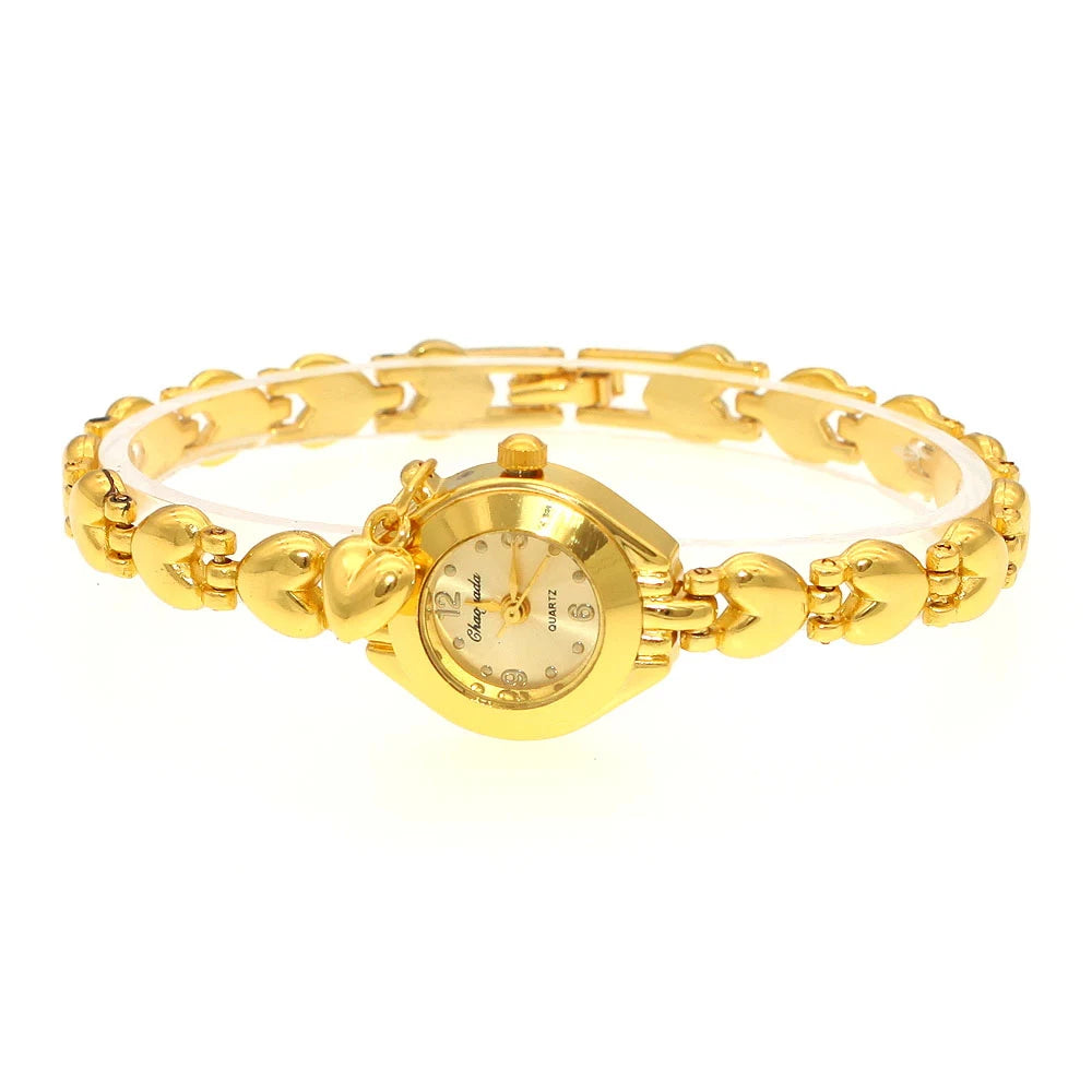 Relojes de pulsera bonitos de lujo para mujer, reloj de pulsera de vestir a la moda para mujer, reloj deportivo de cuarzo dorado, envío directo