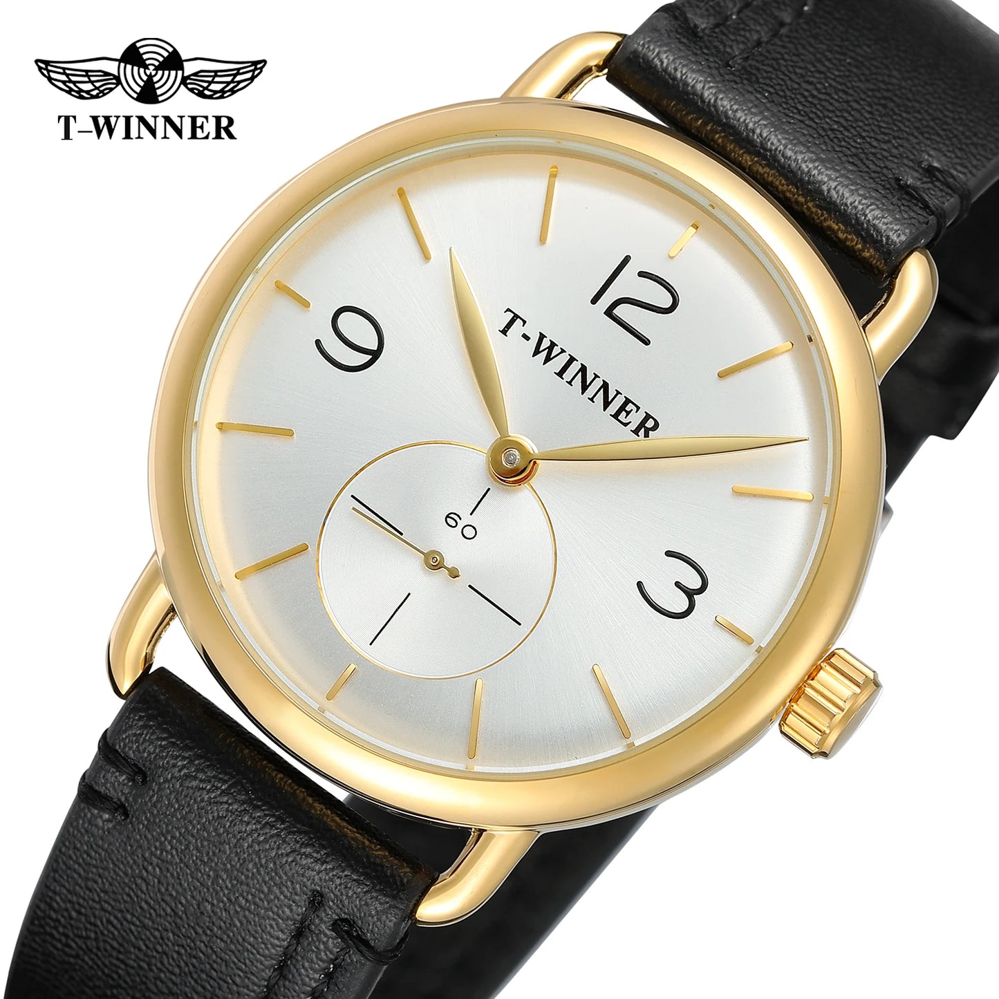 T-winner Top Brand 2019, recién llegado, los mejores relojes para hombres en línea, cuerda a mano mecánica, esfera de moda, correa de cuero, reloj de pulsera informal