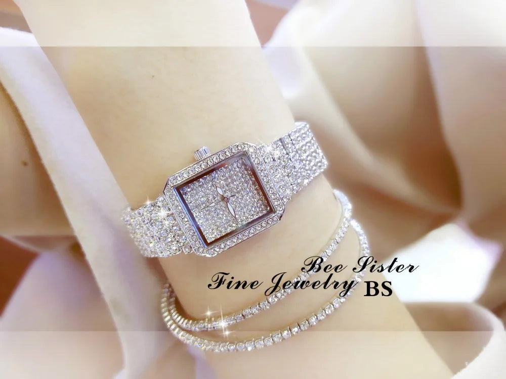 2019 New ladies Crystal Watch Women Rhinestone Watches Lady Diamond Stone Dress Watch Stainless Steel Bracelet Wristwatch