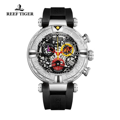 Reef Tiger/RT, nuevo diseño, relojes de marca superior para hombre, correa de goma, relojes deportivos con esqueleto de acero, Montre Homme RGA3059-S