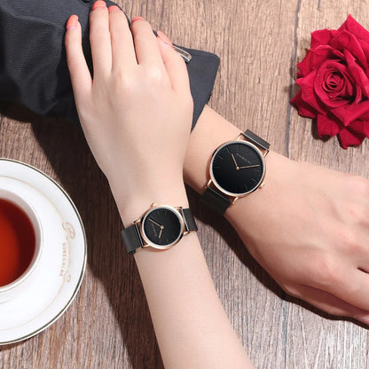 CHENXI, relojes para amantes del oro rosa a la moda, reloj de cuarzo ultrafino resistente al agua para hombre, reloj elegante de marca de lujo para mujer, reloj para mujer