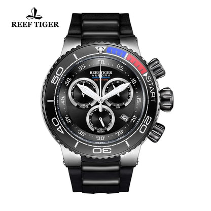 Reef Tiger/RT relojes deportivos de lujo para hombres relojes de cuarzo resistentes al agua correa de goma relojes militares de acero RGA3168