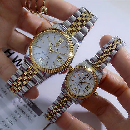 Reginald Brand Men Dress Style Business Watch Steel Wristband Golden Men Quartz Watch Valentine's Day Present For Man Woman Love