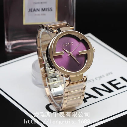 Moda Guou marca Acero inoxidable personalidad reloj femenino señora reloj de pulsera de lujo vestido de las señoras horas vestido relojes de pulsera