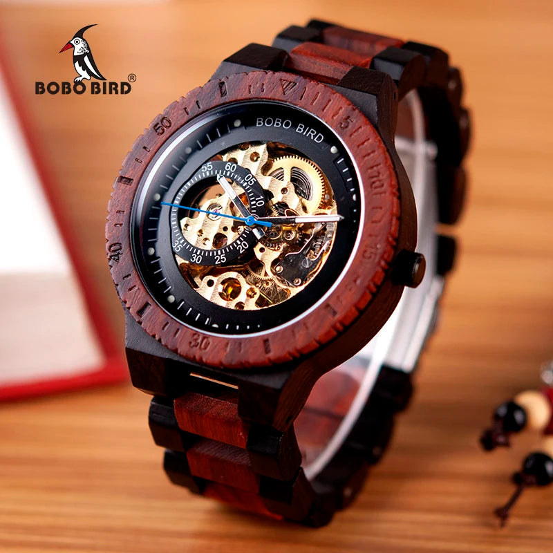 BOBO BIRD reloj mecánico de madera para hombre reloj Masculino relojes grandes para hombre relojes de lujo de primeras marcas personalizados Dropshipping