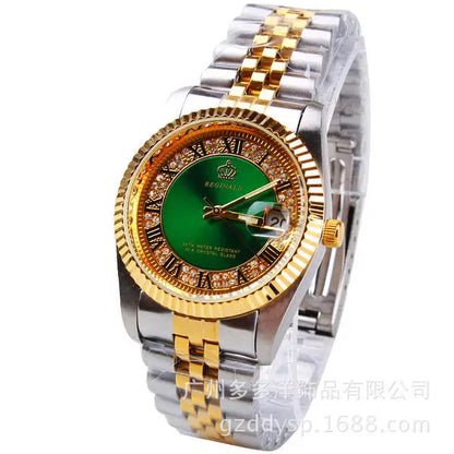 2016 Reloj de pulsera de lujo de la marca HK REGINALD Reloj de cuarzo azul dorado Vestido de fiesta 50 m Resistente al agua Hombre Mujer Amantes Relojes de pulsera