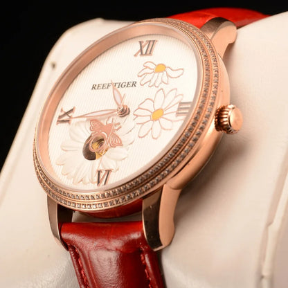 Reef  Tiger/RT Top Brand Luxury Women Watch Rose Gold Automatic Watch Clock Relogio Feminino Fashion Watch Reloje Mujer RGA1585