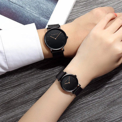 CHENXI, relojes para amantes del oro rosa a la moda, reloj de cuarzo ultrafino resistente al agua para hombre, reloj elegante de marca de lujo para mujer, reloj para mujer