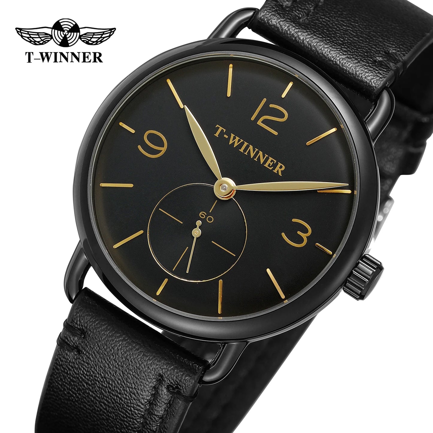 T-winner Top Brand 2019, recién llegado, los mejores relojes para hombres en línea, cuerda a mano mecánica, esfera de moda, correa de cuero, reloj de pulsera informal