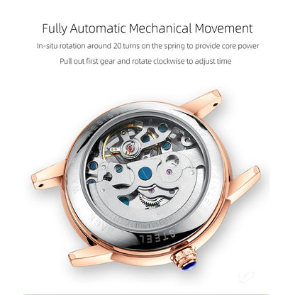 CHENXI New Luxury Women Mechanical Watches Top Brand Waterproof Automatic Watch Rose Gold Ladies  Skeleton Wrist Watches