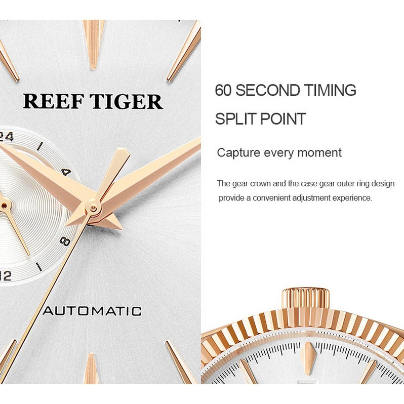 Reef Tiger Mens Automatic Watches Luxury Male Mechanical Wristwatch Waterproof Leather Strap Sapphire Relogio Masculino RGA1616