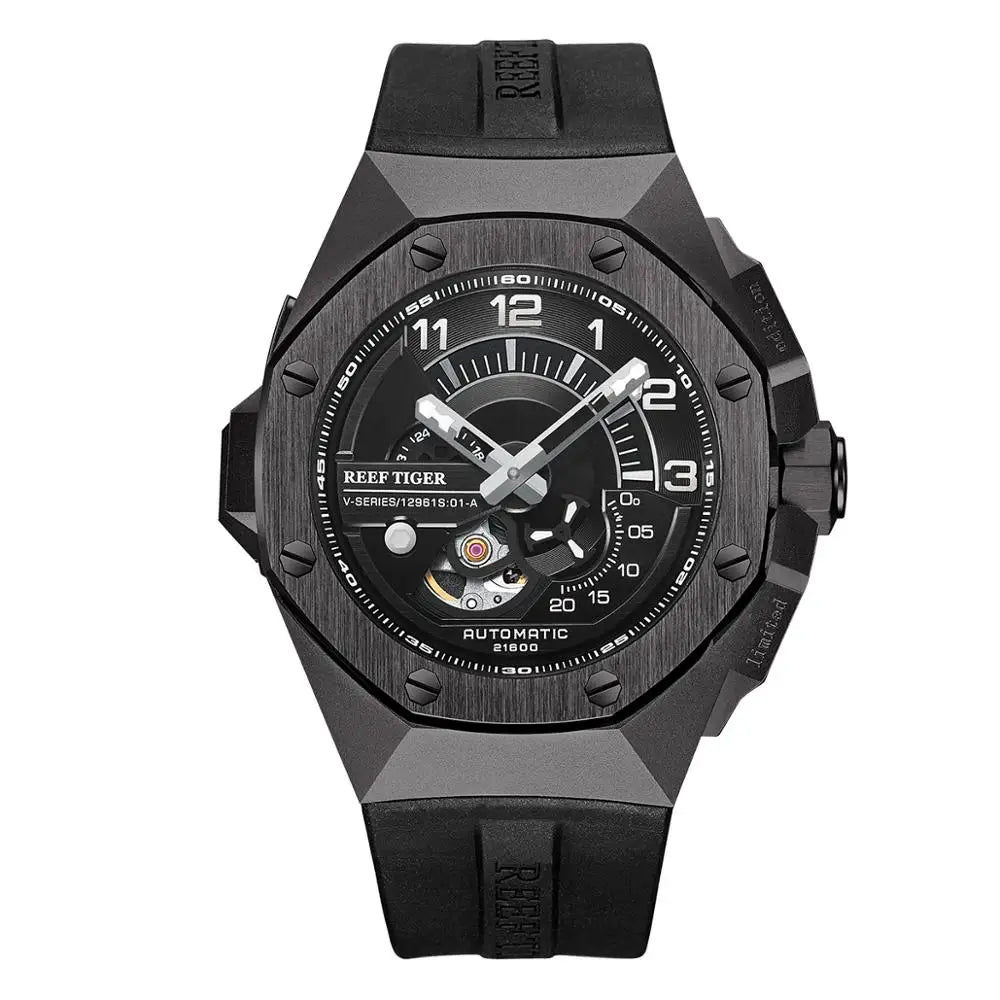 Reef Tiger/RT 2020 nuevos relojes para hombre de la mejor marca, todo negro, mecánico automático, resistente al agua, reloj deportivo Masculino RGA92S7