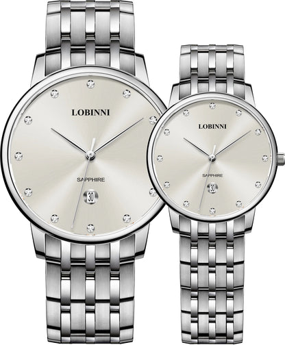 LOBINNI Women Quartz Watch Luxury Ladies Wristwatch Fashion Waterproof Sapphire Mirror Couple Watches Steel Strap