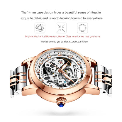 CHENXI, relojes para mujer, reloj mecánico de acero inoxidable, resistente al agua, reloj automático, pulsera para mujer, marca de lujo, reloj femenino