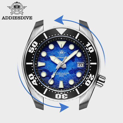 Reloj ADDIESDIVE para hombre, acero inoxidable 316, BGW9, cristal de zafiro luminoso, 200m, NH35, reloj mecánico automático, relojes masculinos