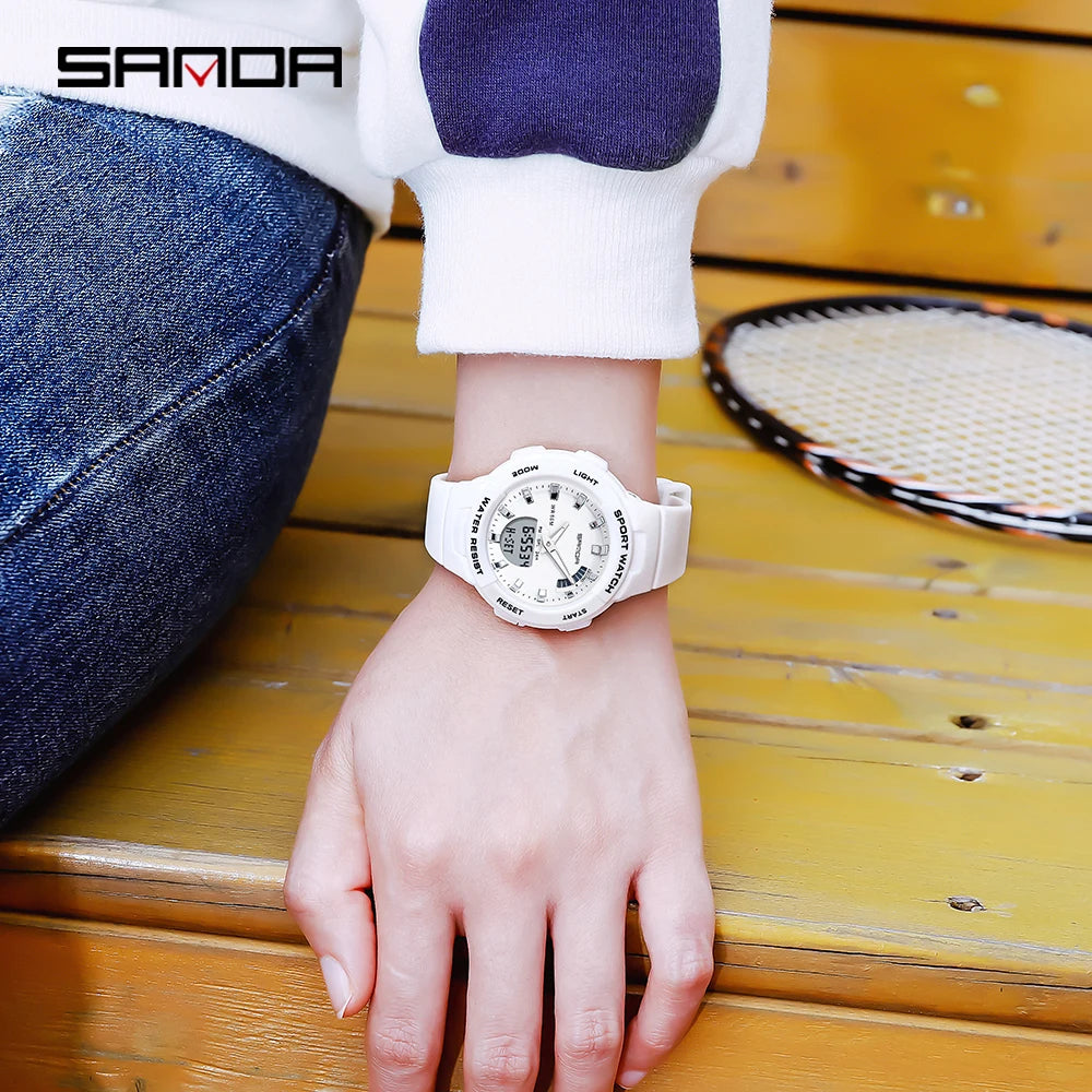 Fashion Sanda Top Brnad New Luxury Women Sport Watch Military Waterproof Multifunctional Led Digital Quartz Relogio Feminino