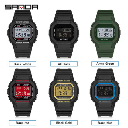 Reloj deportivo profesional Sanda a la moda de la mejor marca, relojes militares resistentes al agua, relojes electrónicos digitales Led para hombre