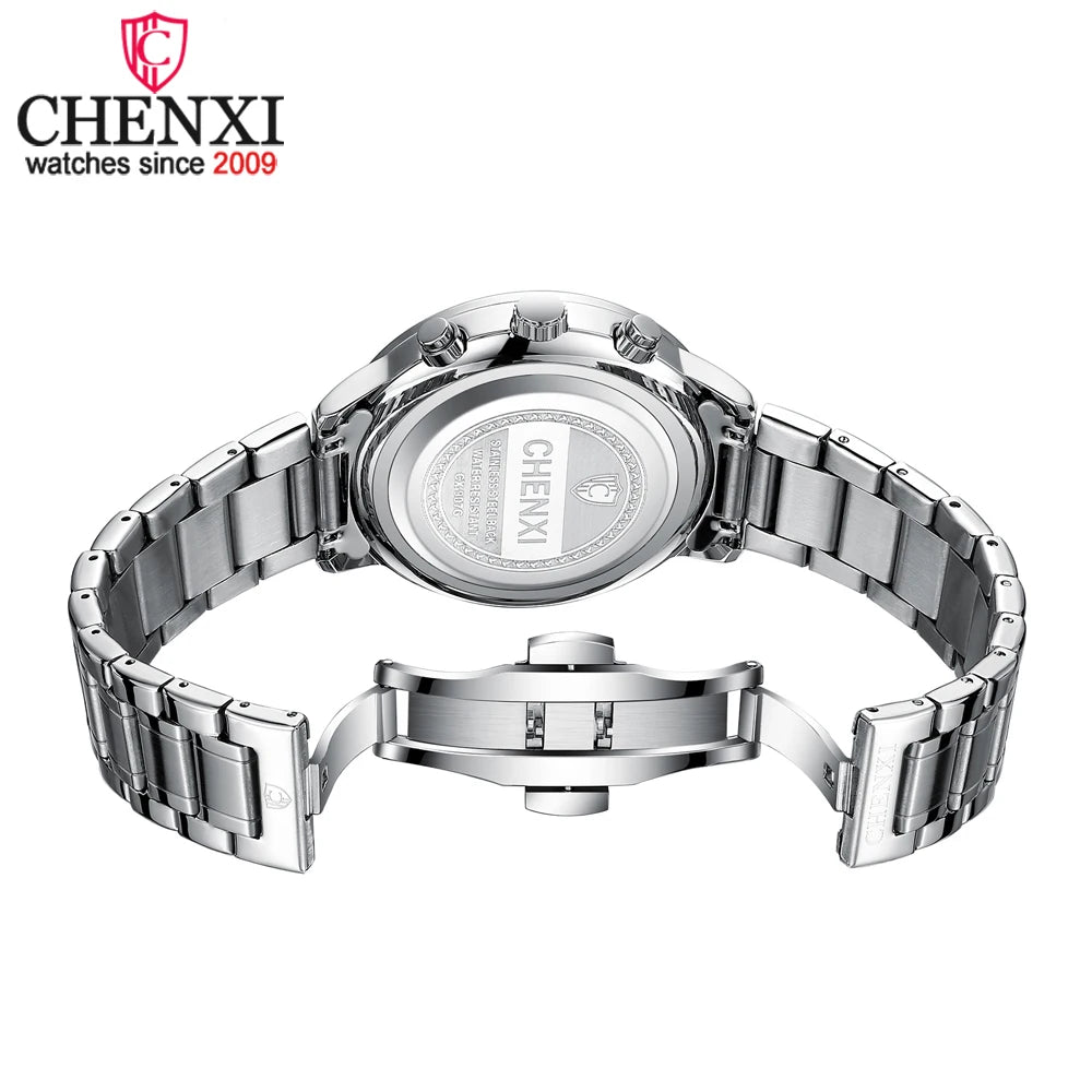 CHENXI, relojes de marca famosa para hombre, reloj de pulsera de cuarzo de acero inoxidable para hombre, reloj de fecha resistente al agua, reloj deportivo Masculino