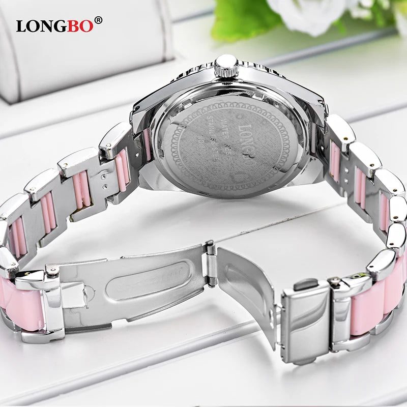 LONGBO Brand Fashion Women Watches Luxury Ceramic And Alloy Bracelet Wristwatch for women gift zegarki damskie relogio feminino