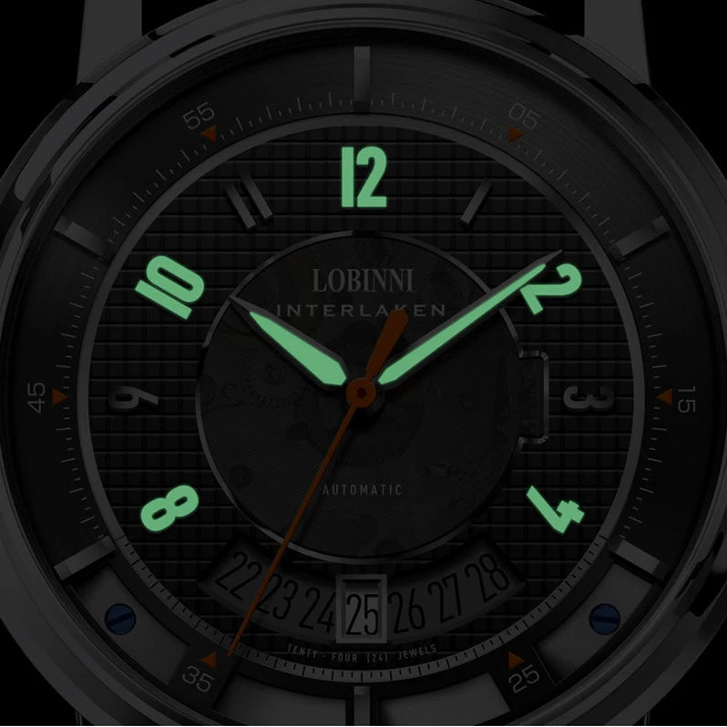 LOBINNI men automatic watch,mens luxury brand watches man self wind mechanical wristwatches waterproof luminous clock sapphire