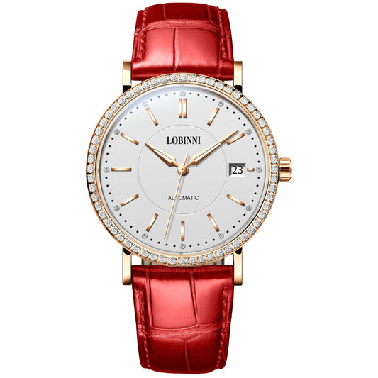 LOBINNI, reloj automático para mujer, reloj de pulsera mecánico de lujo para mujer, vestido de zafiro, reloj femenino a la moda, fecha automática, cristal de Austria