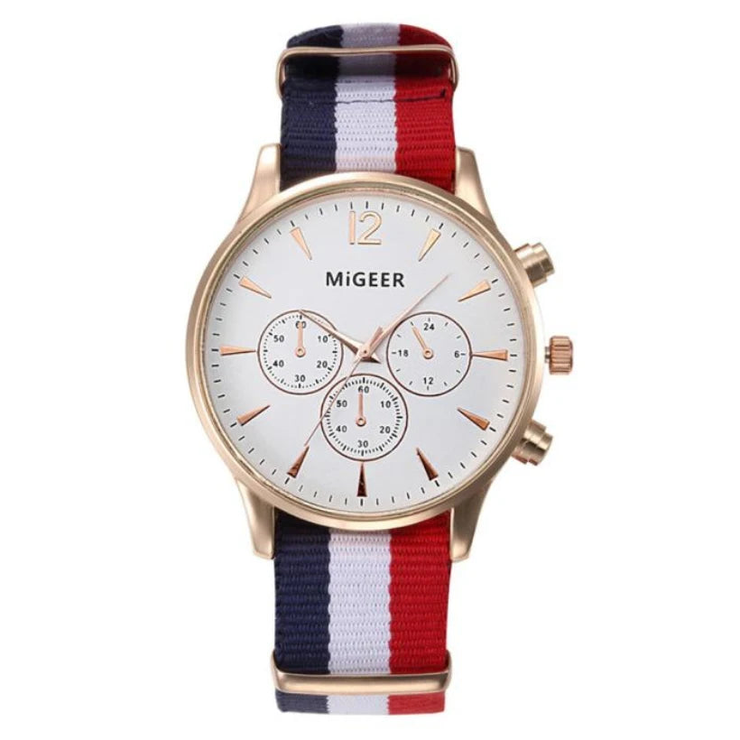 MIGEER ファッションカジュアルメンズ腕時計ファブリックバンド腕時計クォーツ腕時計レロジオ masculino horloge vrouw mannen horloge 2019