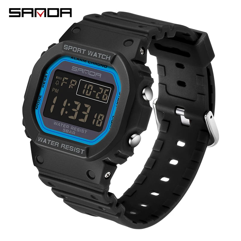 Reloj deportivo profesional Sanda a la moda de la mejor marca, relojes militares resistentes al agua, relojes electrónicos digitales Led para hombre