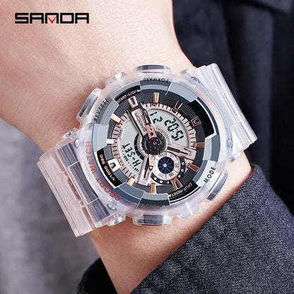 2021 New Fashion Sanda Top Brand Sports Watch Couple Multi-function Waterproof Led Digital Men's G Style Relogio Masculino