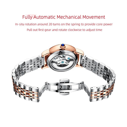 CHENXI, relojes para mujer, reloj mecánico de acero inoxidable, resistente al agua, reloj automático, pulsera para mujer, marca de lujo, reloj femenino