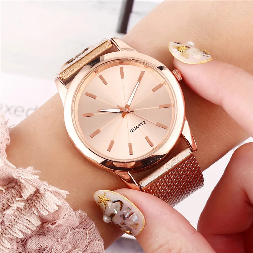 Womens Watch Gold Black Watch Magnetic Stainless Steel Mesh Band Luxury Montre Femme Diamond Wristwatches Relogio Feminino