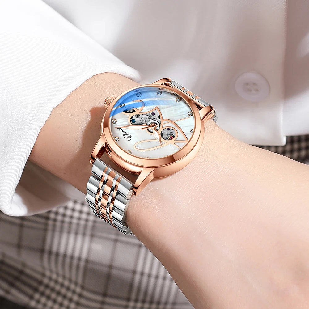 CHENXI, relojes para mujer, reloj mecánico de acero inoxidable, resistente al agua, reloj automático, pulsera para mujer, marca de lujo, reloj femenino