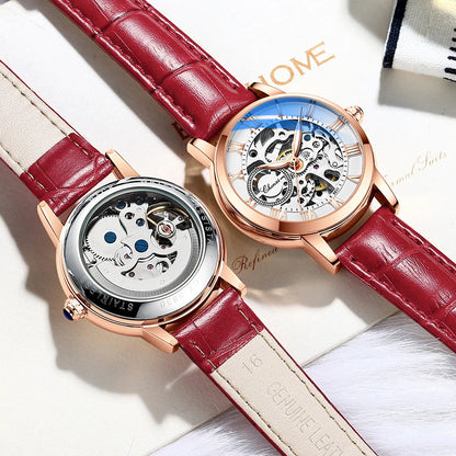 CHENXI, reloj mecánico automático para mujer, reloj de pulsera resistente al agua de acero inoxidable de lujo de marca superior, reloj Tourbillon esqueleto para mujer