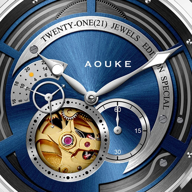 AOUKE Men's Luxury Automatic Mechanical Watch - Fashion & Casual, Stainless Steel Case, Sapphire Crystal