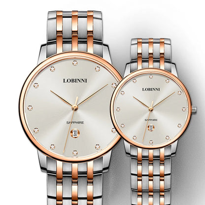 LOBINNI Women Quartz Watch Luxury Ladies Wristwatch Fashion Waterproof Sapphire Mirror Couple Watches Steel Strap