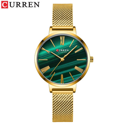 CURREN Watches For Women Luxury Simple Quartz Stainless Steel Clock Classic Elegant Golden Wrist‘s Charm Wristwatch