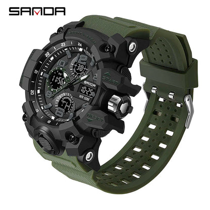 2021 SANDA Sports Military Men's Watches Waterproof Dual Display Quartz Wristwatch For Male Clock Stopwatch Relogios Masculino