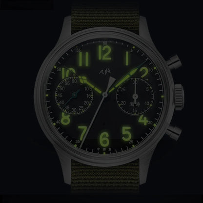 Merkur hombres cronógrafo relojes piloto militar viento Manual reloj de pulsera mecánico zafiro deportivo 50M impermeable C3 luminoso M01D