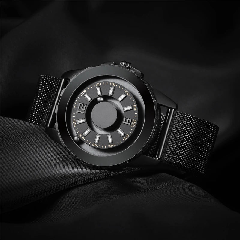 EUTOUR Original concepto magnético cuarzo deportes lujo minimalista impermeable reloj de hombre con correa de lona de moda