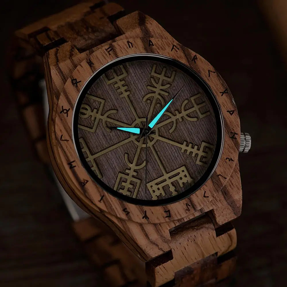 reloj hombre BOBO BIRD Wood Watches for Male Helm of Awe or Vegvisir Design Luxury Brand Men's Handmade Writwatches Custom Logo