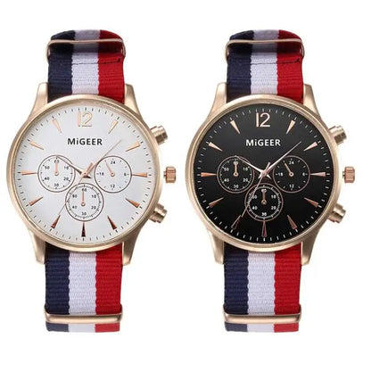 MIGEER ファッションカジュアルメンズ腕時計ファブリックバンド腕時計クォーツ腕時計レロジオ masculino horloge vrouw mannen horloge 2019