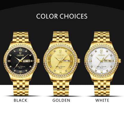 CHENXI Luxury Rhinestone Golden Stainless Steel Watch Men Business Quartz Clock Waterproof Wrist Watches Relogio Masculino