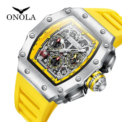 ONOLA, relojes para hombre de marca superior, reloj de pulsera resistente al agua para hombre, reloj informal deportivo luminoso multifunción de lujo, reloj de cuarzo para hombre