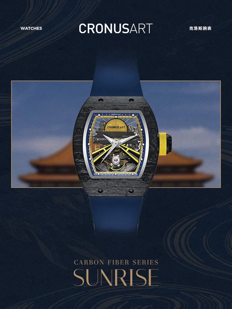 Reloj mecánico automático de lujo CRONUSART Sunrise Carbon Fiber Series