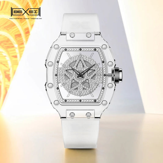 BEXEI 9128 More than 300 Zircons inlaid dial Automatic movement mechanical fashion lady's Luxury  skeleton sapphire watch