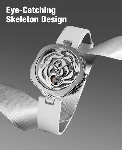 Reloj mecánico CIGA Design Denmark Rose para mujer, movimiento automático/reloj de pulsera de cuarzo japonés, reloj de pulsera de acero inoxidable