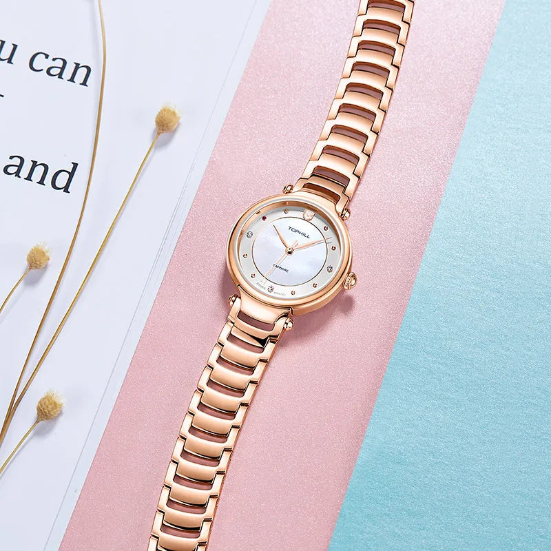 Relojes TOPHILL para mujer, reloj de pulsera elegante y sencillo de lujo a la moda para mujer, resistente al agua hasta 30m, reloj de cuarzo resistente al agua, regalo exquisito