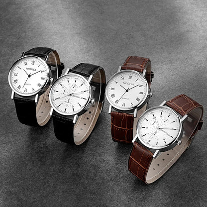 Relojes para hombre, reloj de pulsera de negocios, correa de cuero de lujo, relojes analógicos, relojes de pulsera de cuarzo, reloj informal Simple para hombres y mujeres