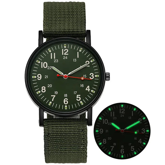 Relojes de moda para hombre, Reloj militar con banda de nailon luminosa, relojes de pulsera deportivos de cuarzo para hombre, Reloj resistente al agua para parejas