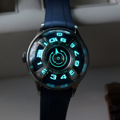 OBLVLO marca superior motor curvatura barco estrella reloj automático de goma hombres superluminoso luz nocturna azul relojes automáticos BLM